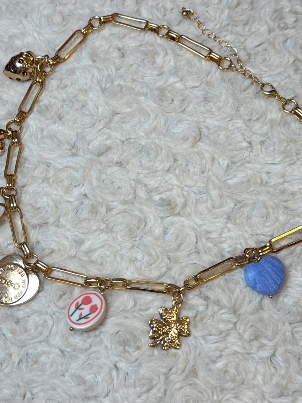 A New Day Gold Tone Charm Necklace | Playful Coastal Style - Picture 4 of 5